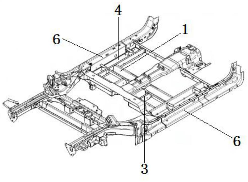 A body installation structure based on the front floor reinforcement beam structure of pure electric vehicles