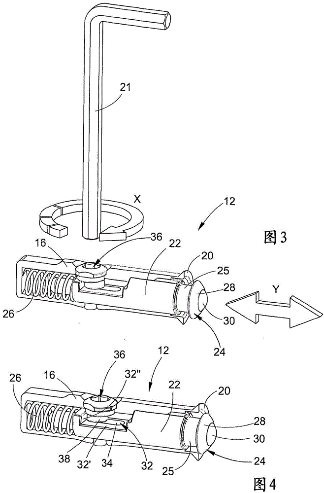 Device for assembly/joining of parts of modular furniture and furnishing accessories