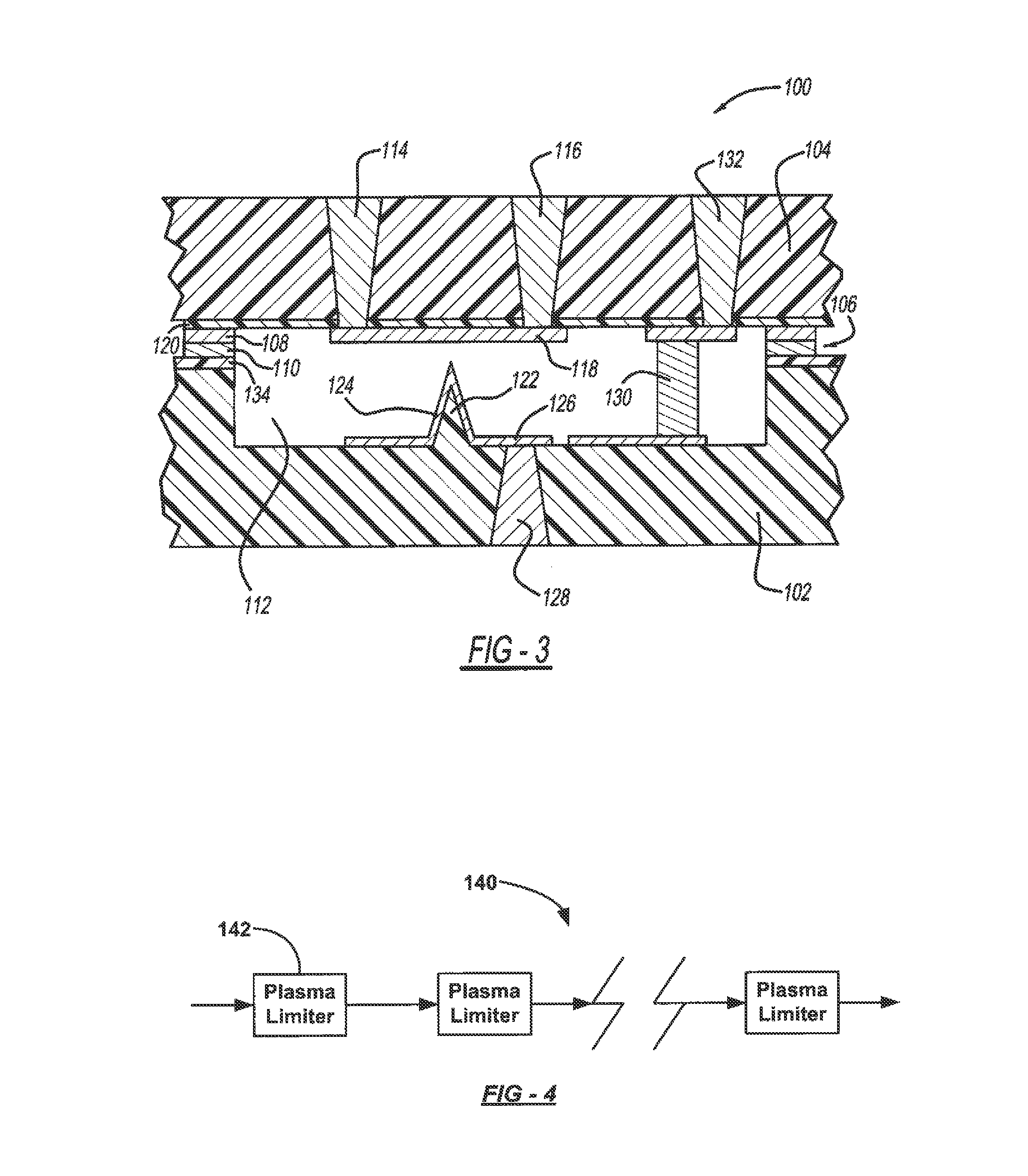 Integrated micro-plasma limiter