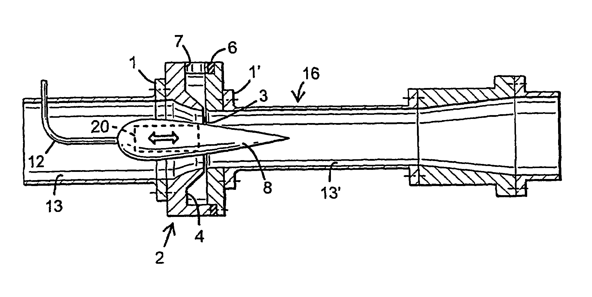 Arrangement for mixing a first and a second gas flow