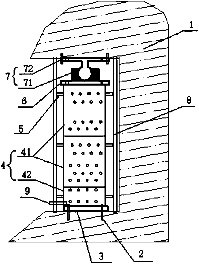 Self-adaptive support structure of collapse preventing and treating engineering and method thereof