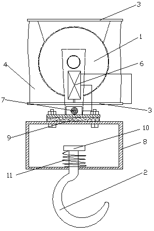 A lifting hook with shock-absorbing and anti-collision functions