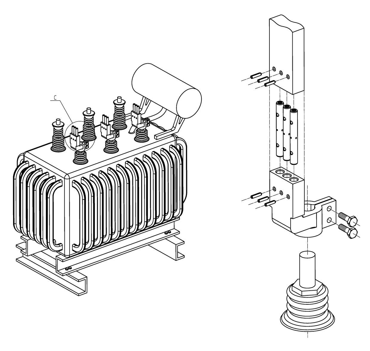 Output of low-voltage-side of transformer