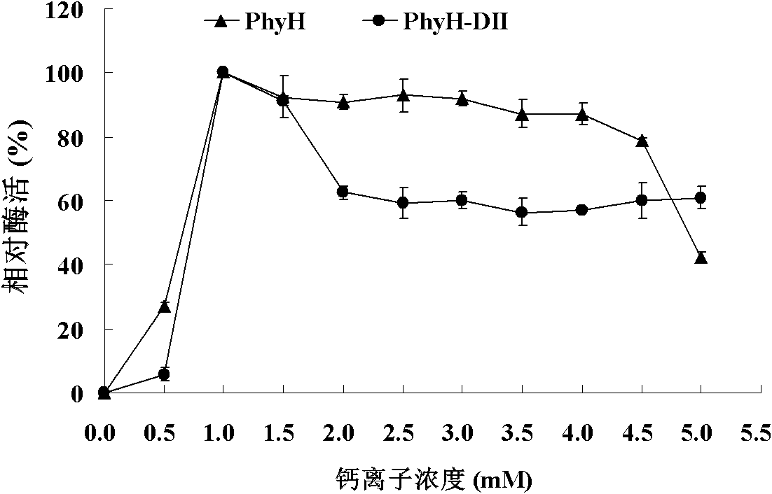 Low-temperature neutral phytase PhyH with double structure domains as well as gene and application thereof