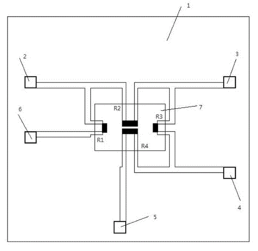 High-pressure sensor chip with SOI (silicon on insulator) rectangular film structure