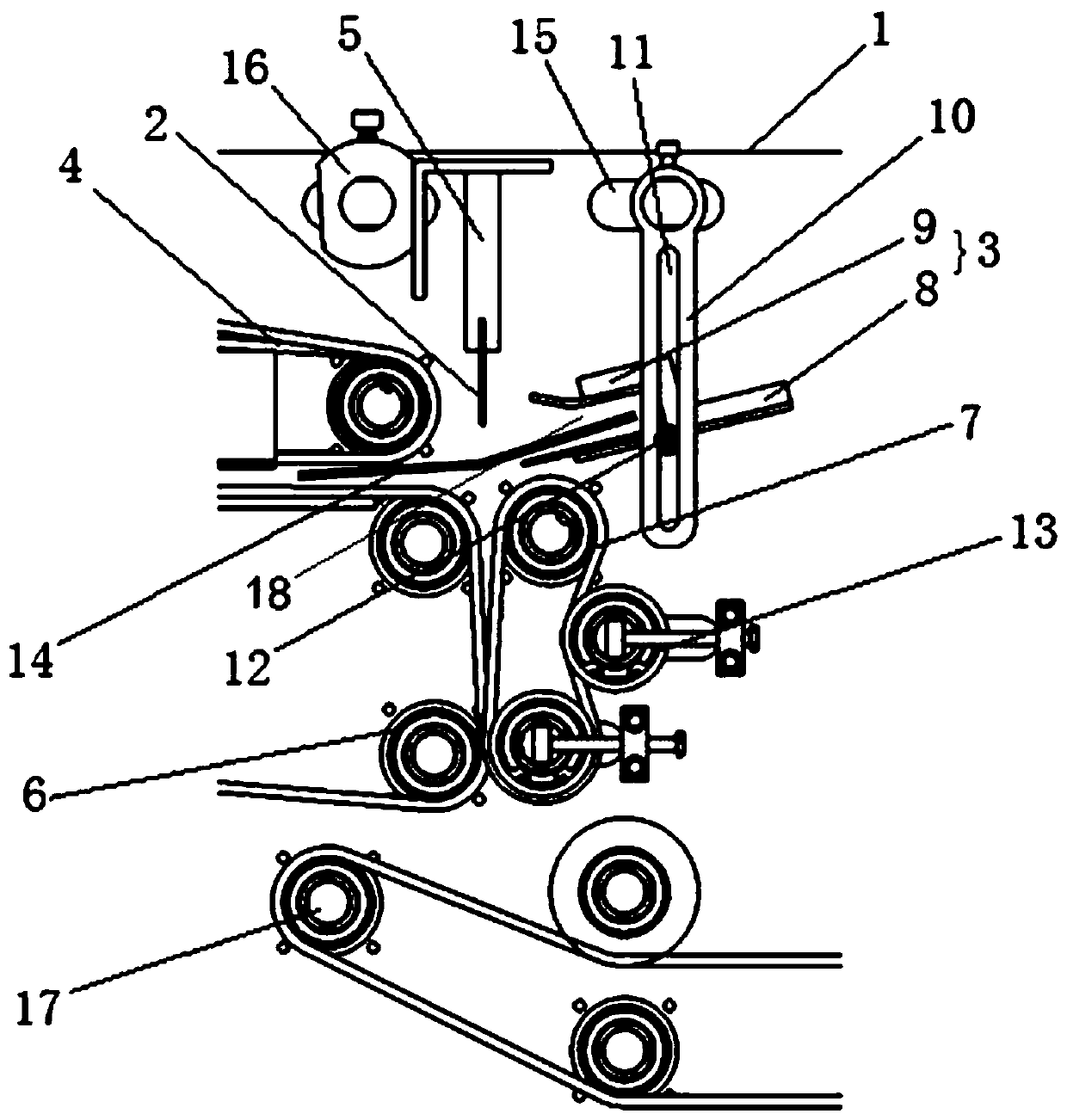 A longitudinal folding device for glove lining paper