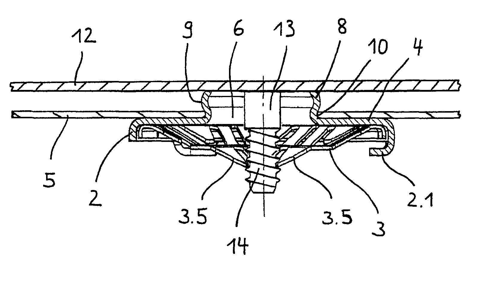 Fastening element for vehicle parts