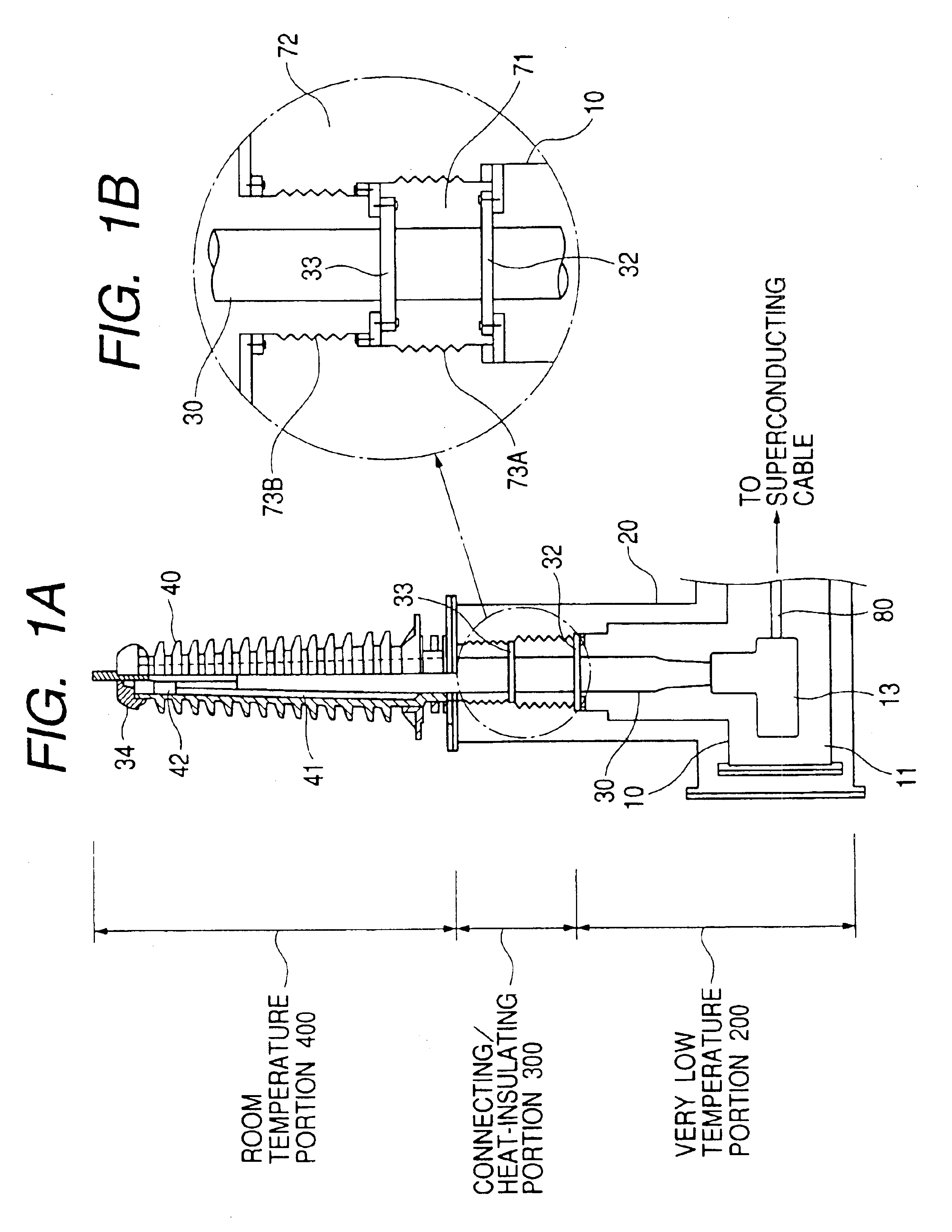 Terminal structure of extreme-low temperature equipment