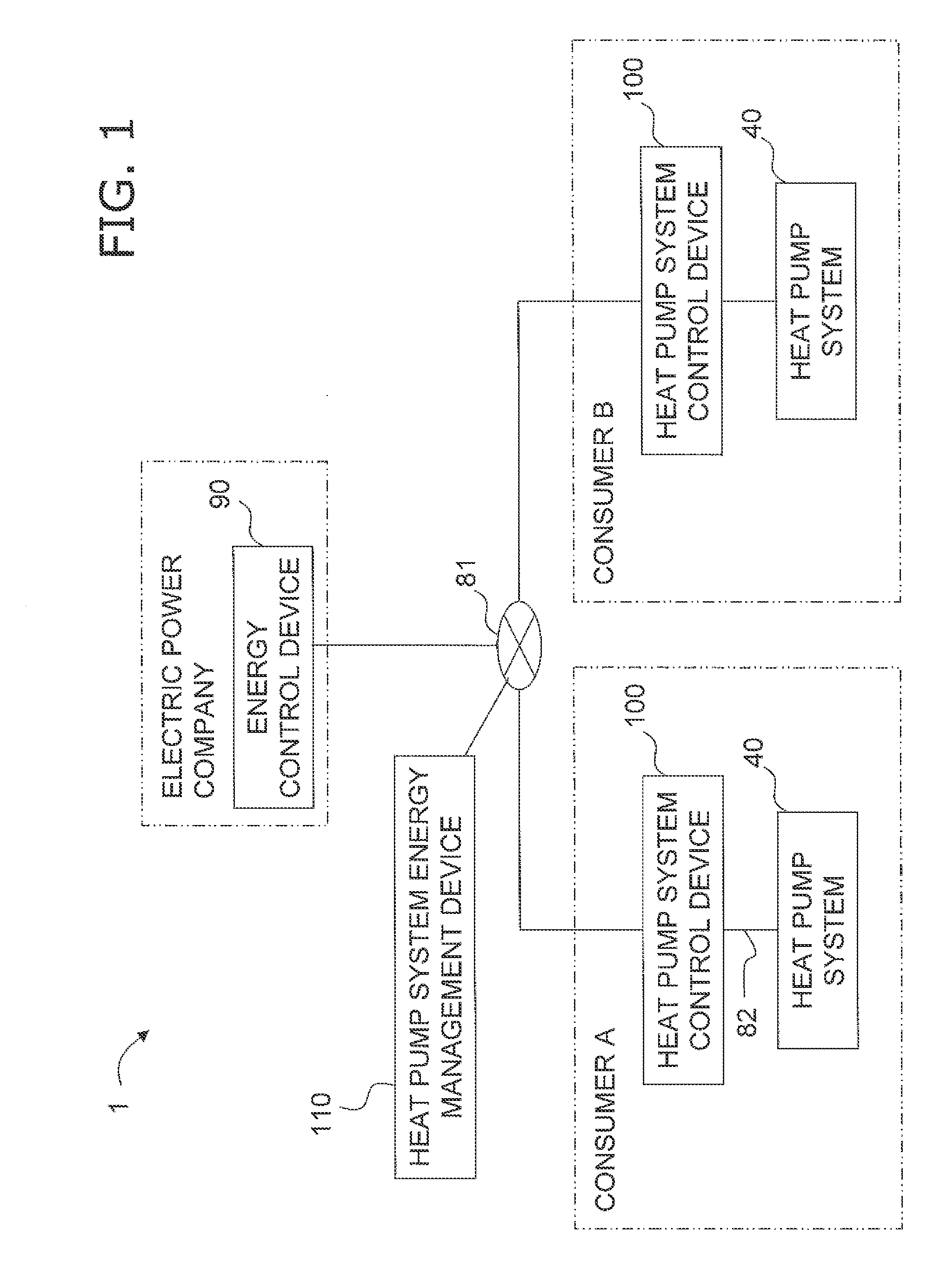 Heat pump system energy management device