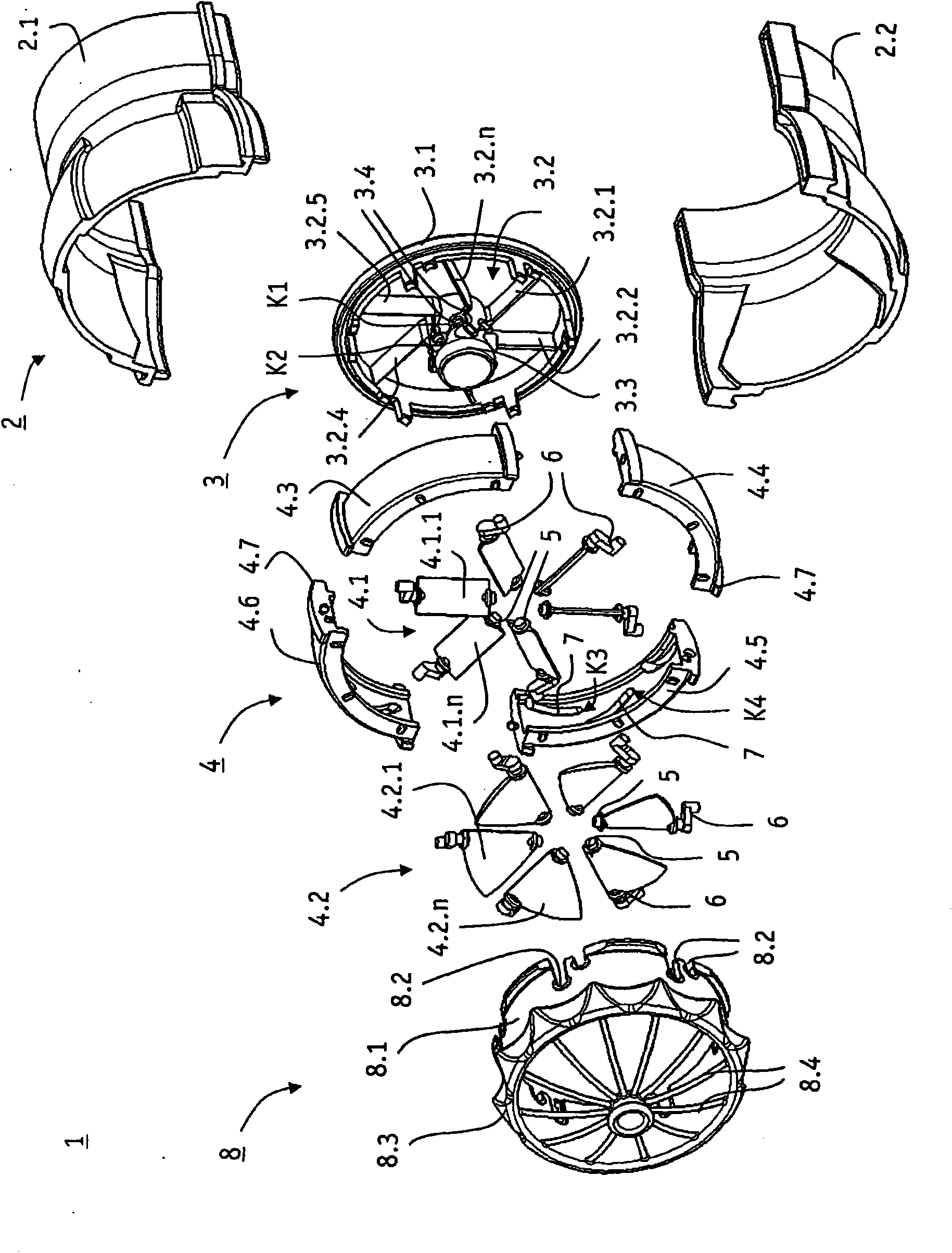 Air outlet having a swirling flow, and conventional flow