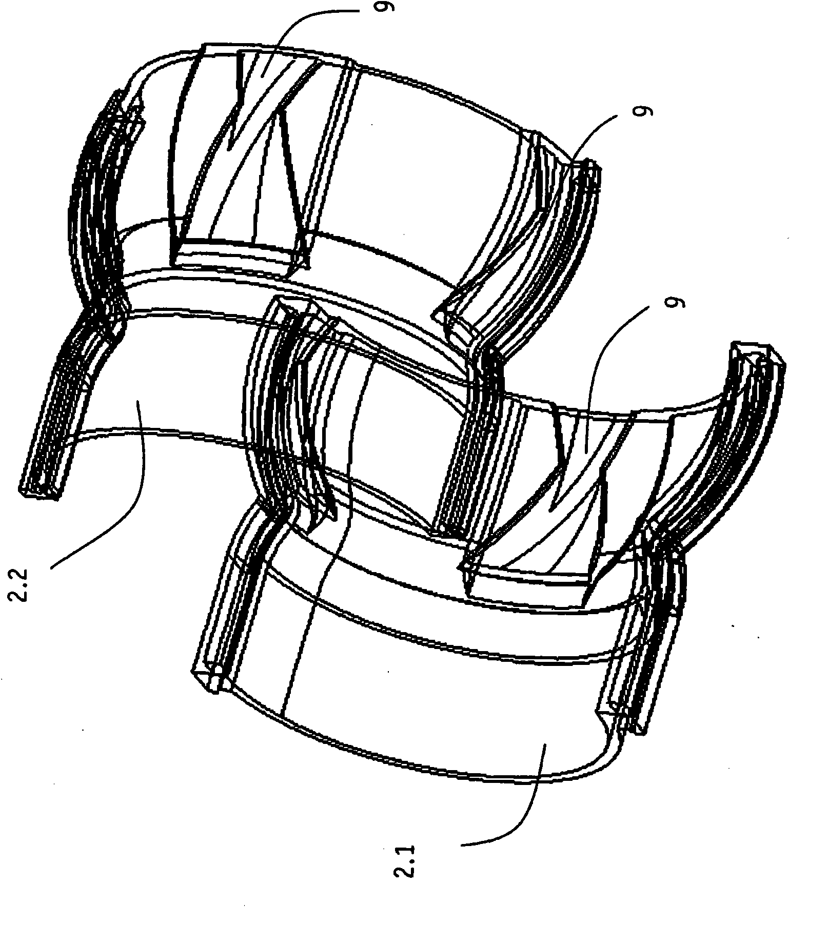 Air outlet having a swirling flow, and conventional flow