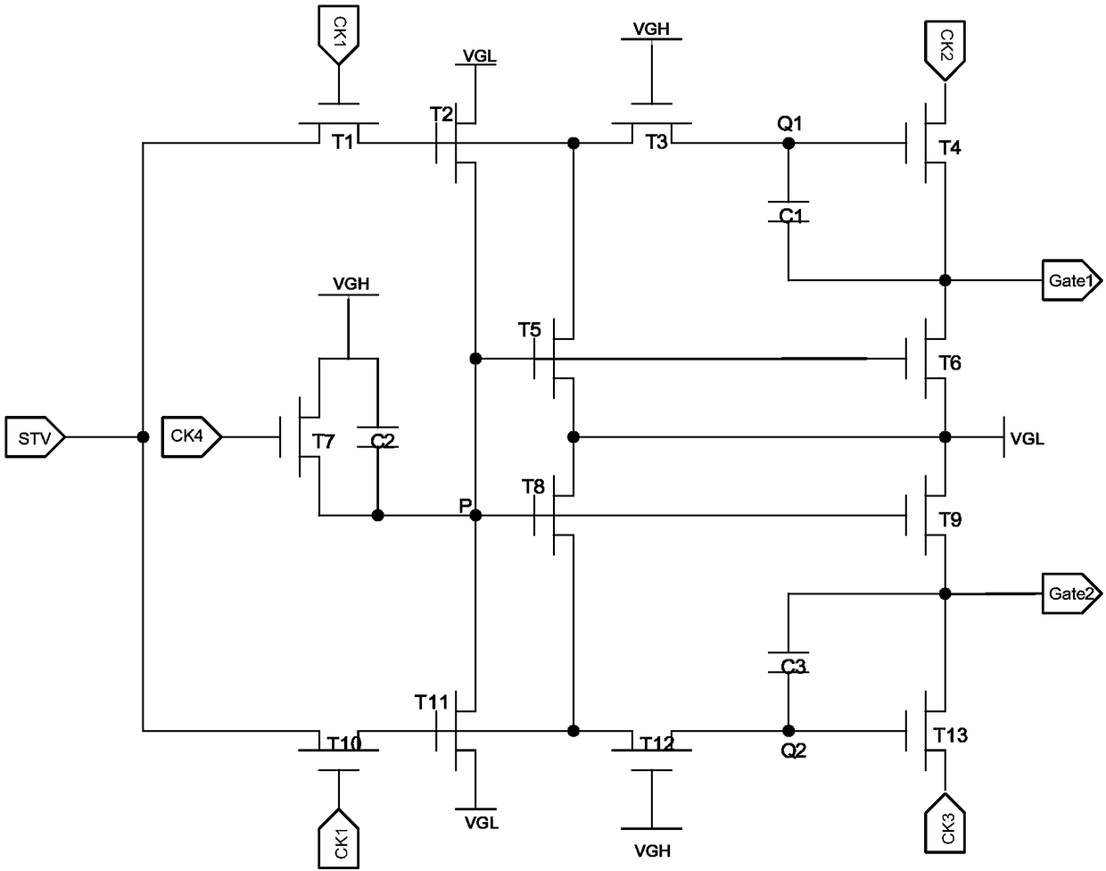 A two-stage single mos tube goa scanning drive circuit and display panel