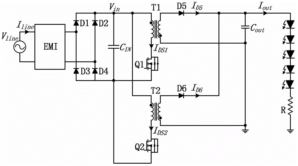 An interleaved parallel flyback led drive power supply and its pfm control circuit