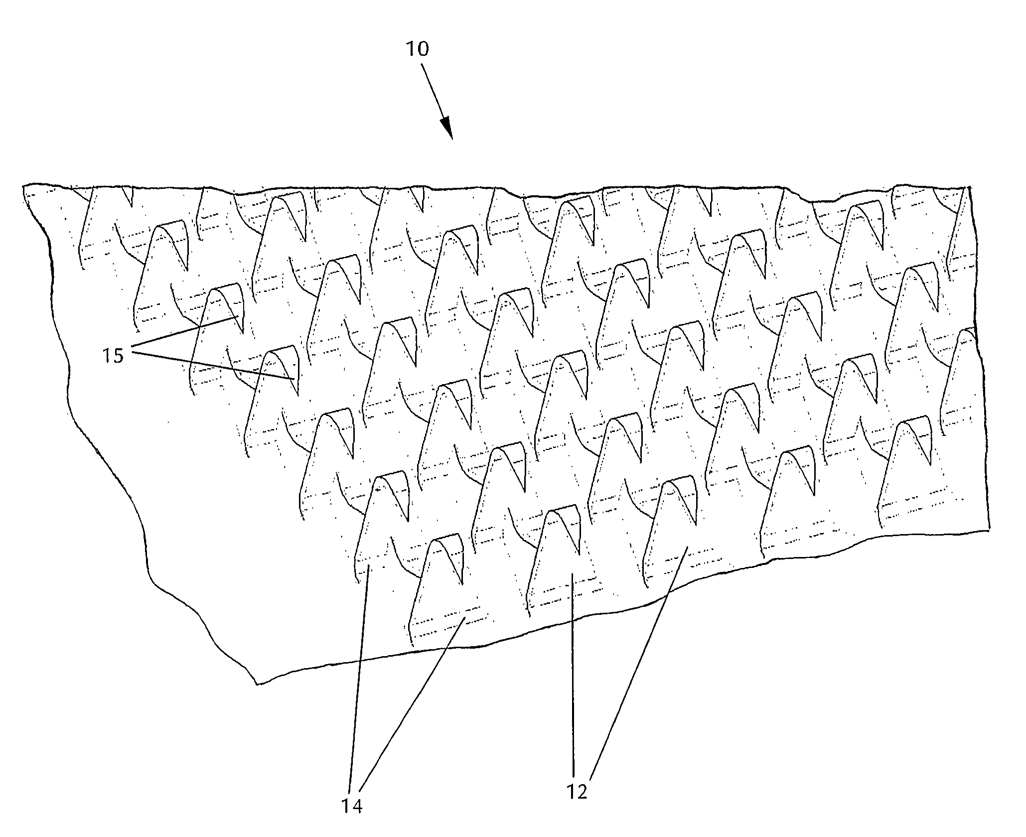 Mounting device having a metallic base plate with multiple hook-like projections obtained by stamping or laser cutting and bending