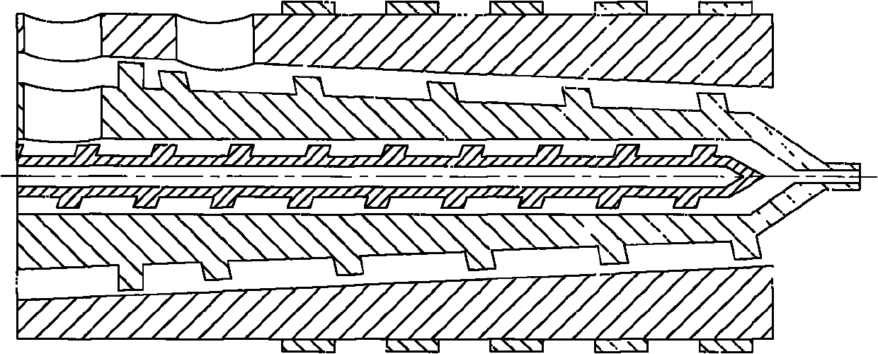 Compound co-extrusion conical screw extruder