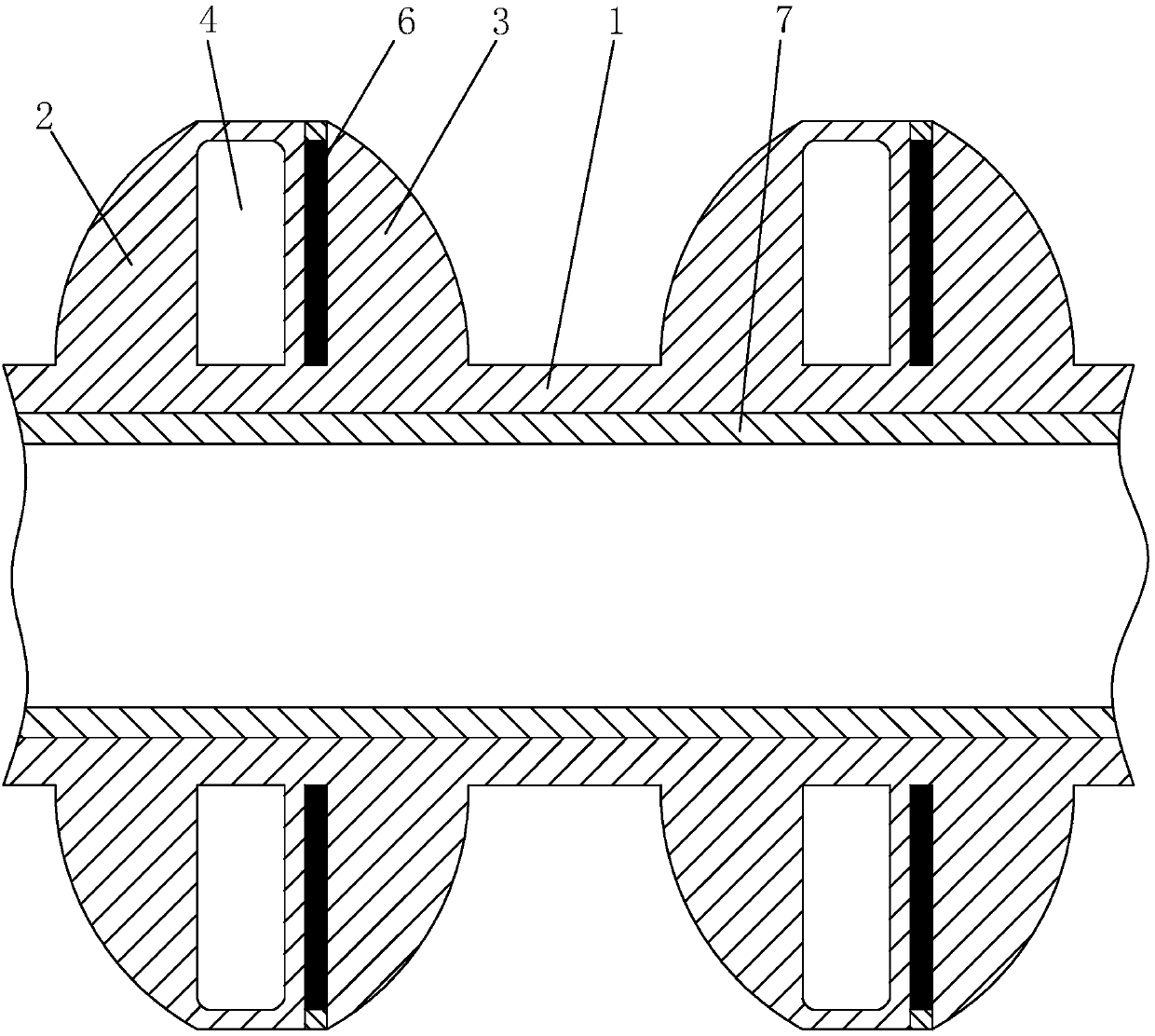 Corrugated tubular material with winding structure and strip material thereof