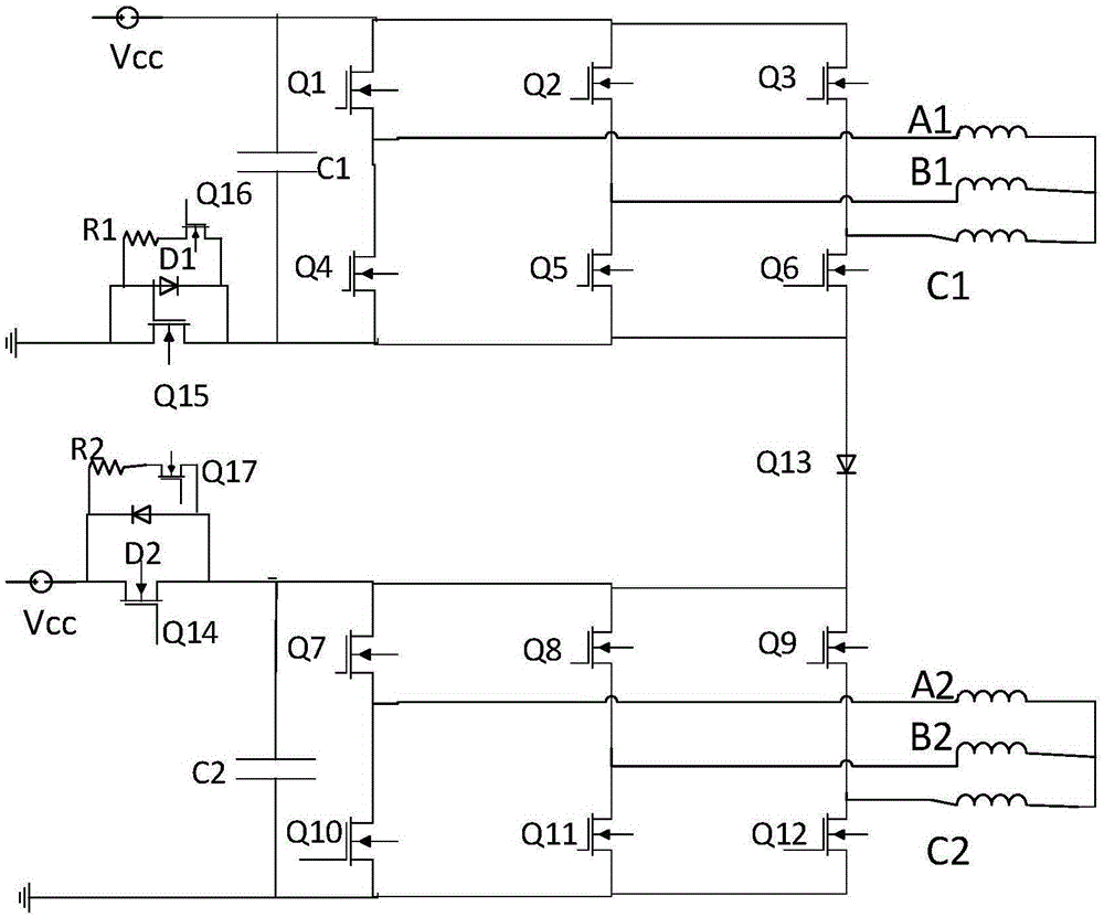 Frequency multiplication chopping control circuit for double-winding high-speed brushless DC motor and winding switching control method