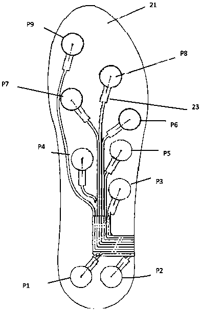 Foot pressure measurement insole and foot pressure detection method