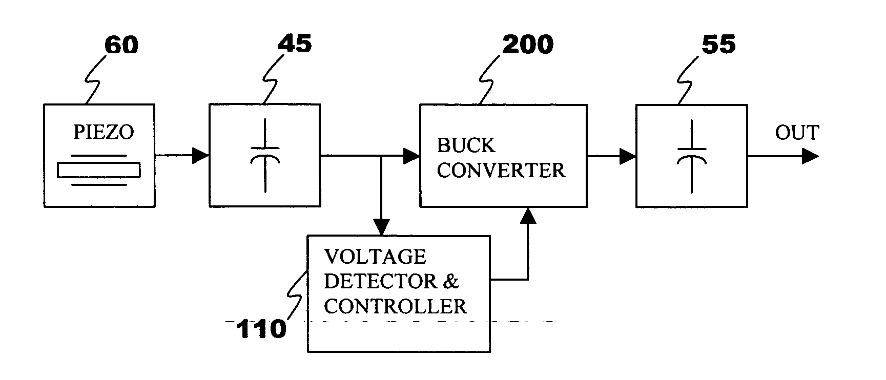 Power conversion from piezoelectric source