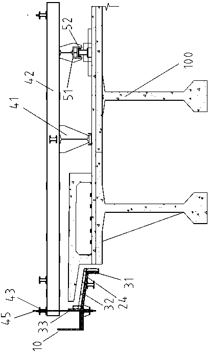 Bridge cantilevered sidewalk slab formwork system and construction method