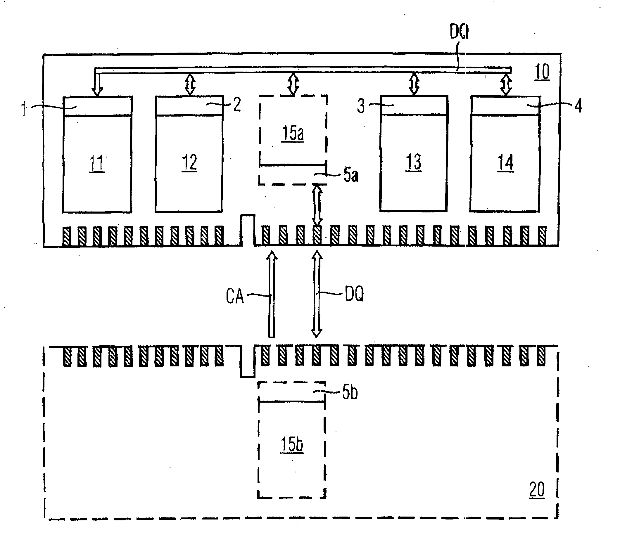 Semiconductor memory system and method for the transfer of write and read data signals in a semiconductor memory system