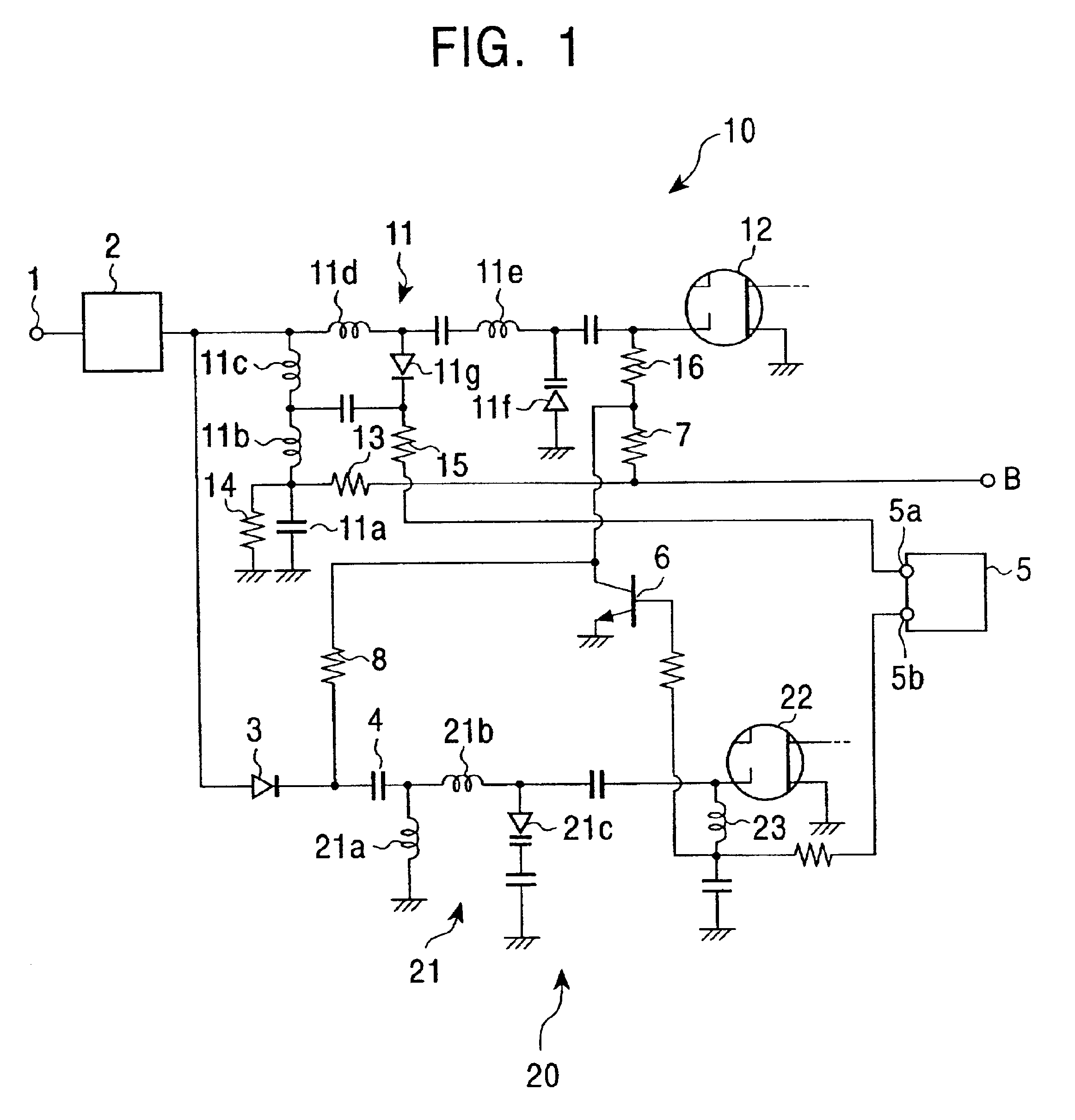 Tuner for receiving television signal in VHF band and UHF band