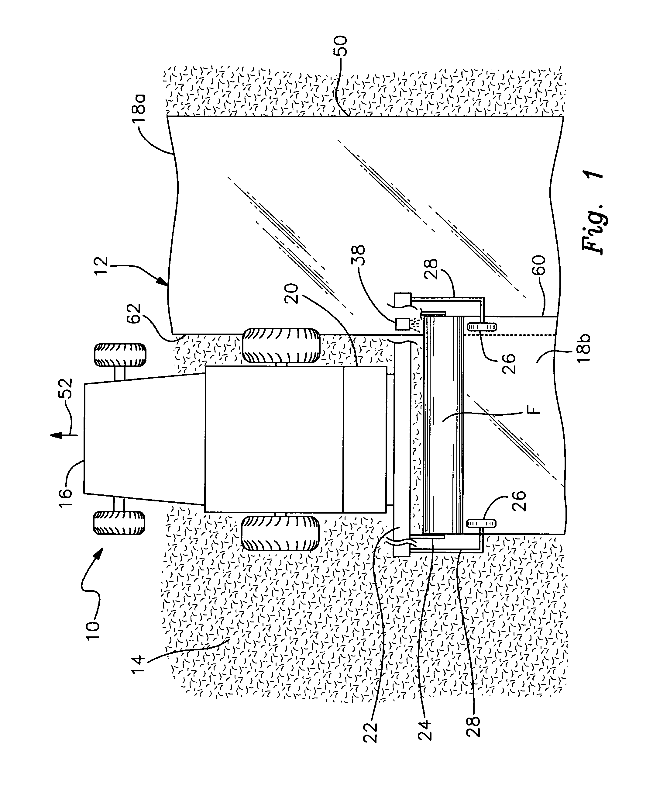 Melted hot glue system for applying broadcast soil fumigation film to an agricultural field