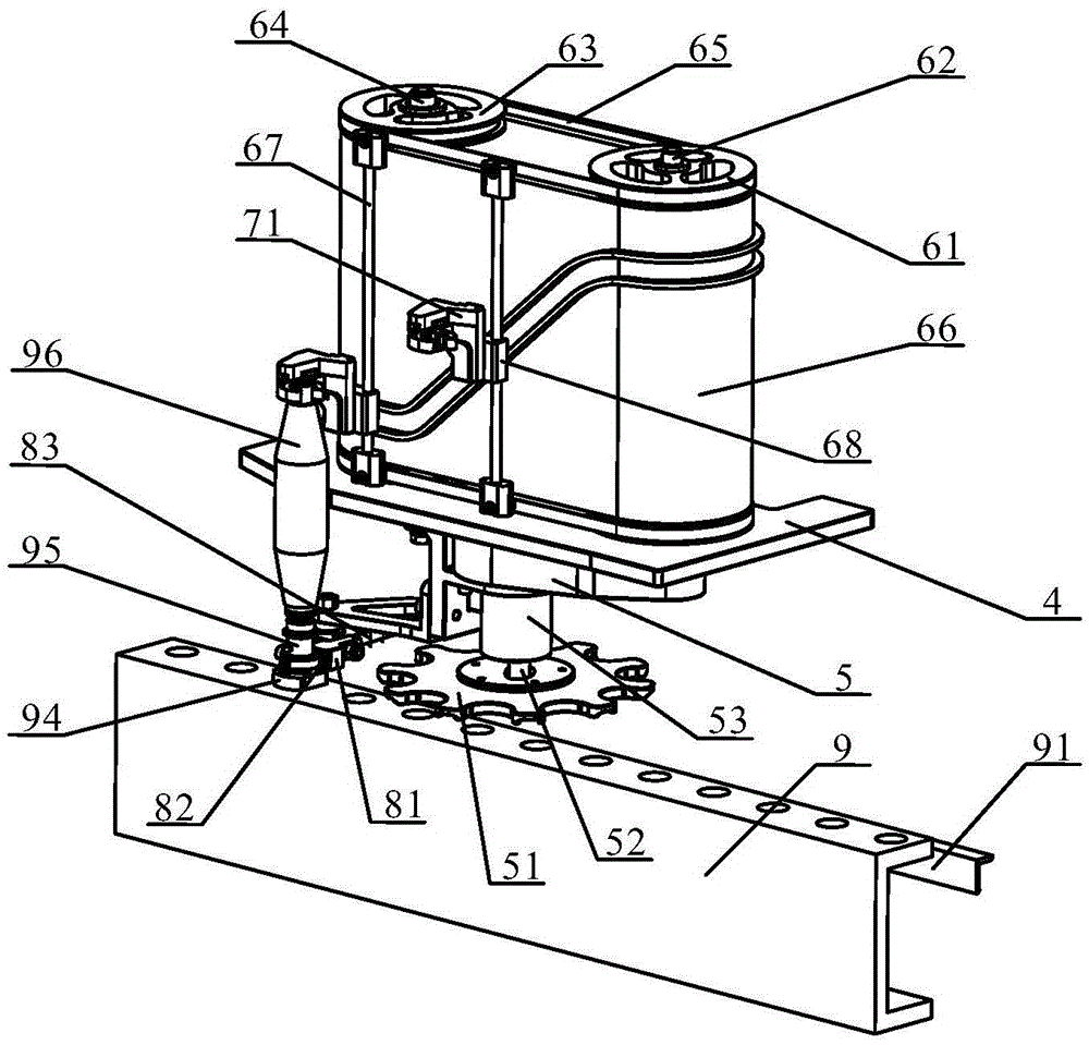 Automatic doffing device for rotary spindle pre-loosening ring spinning