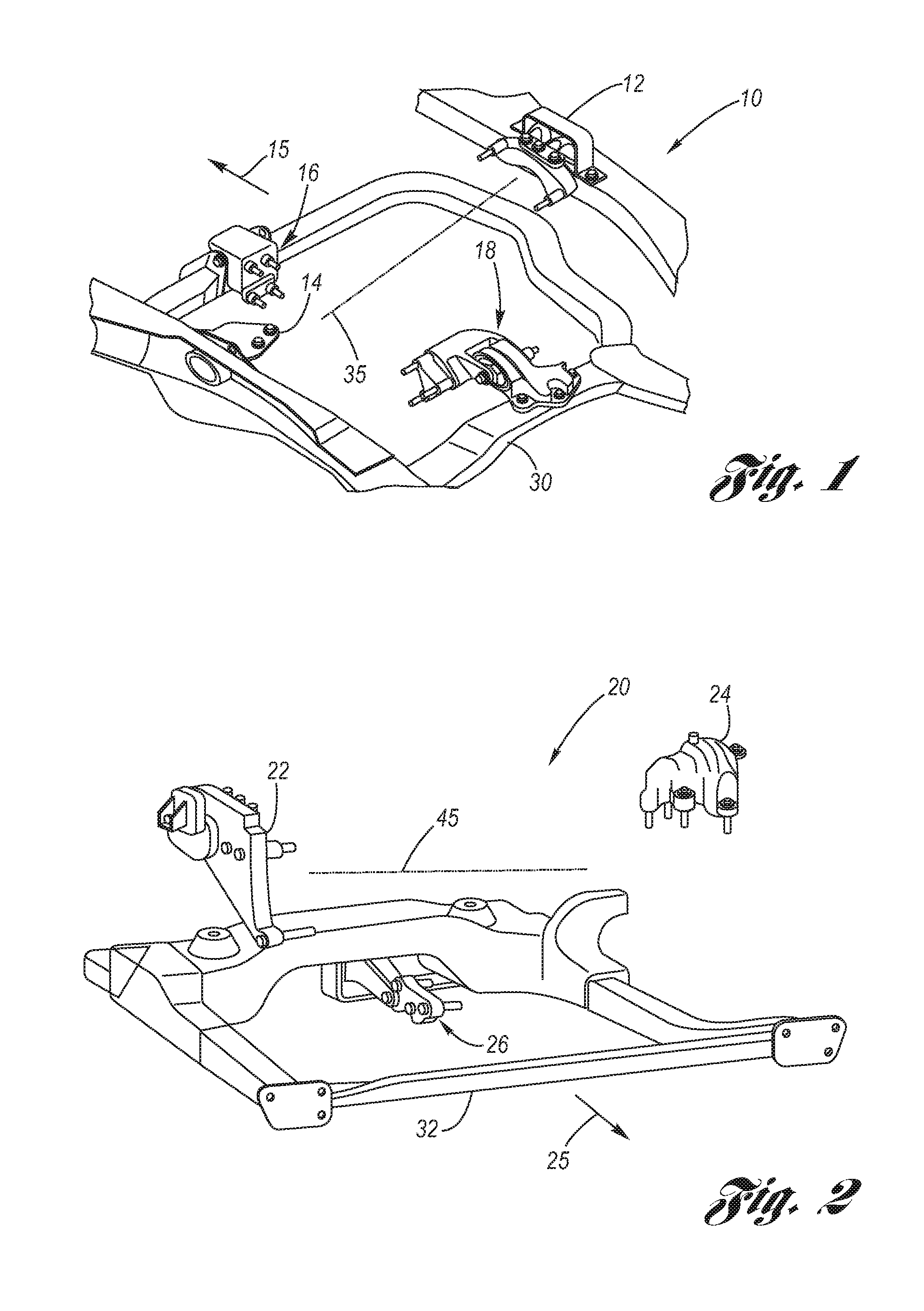 Mounting Systems for Transverse Front Wheel Drive Powertrains with Decoupled Pitch Damping