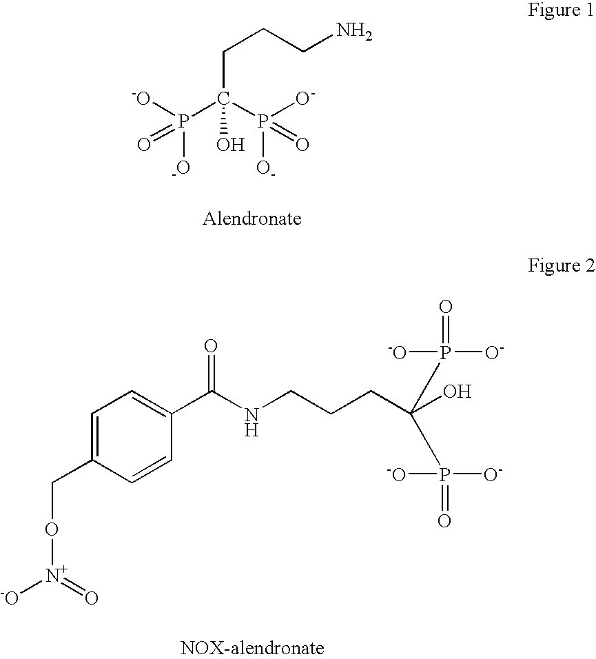 Methods and compositions for stimulating bone growth using nitric oxide releasing bisphosphonate conjugates