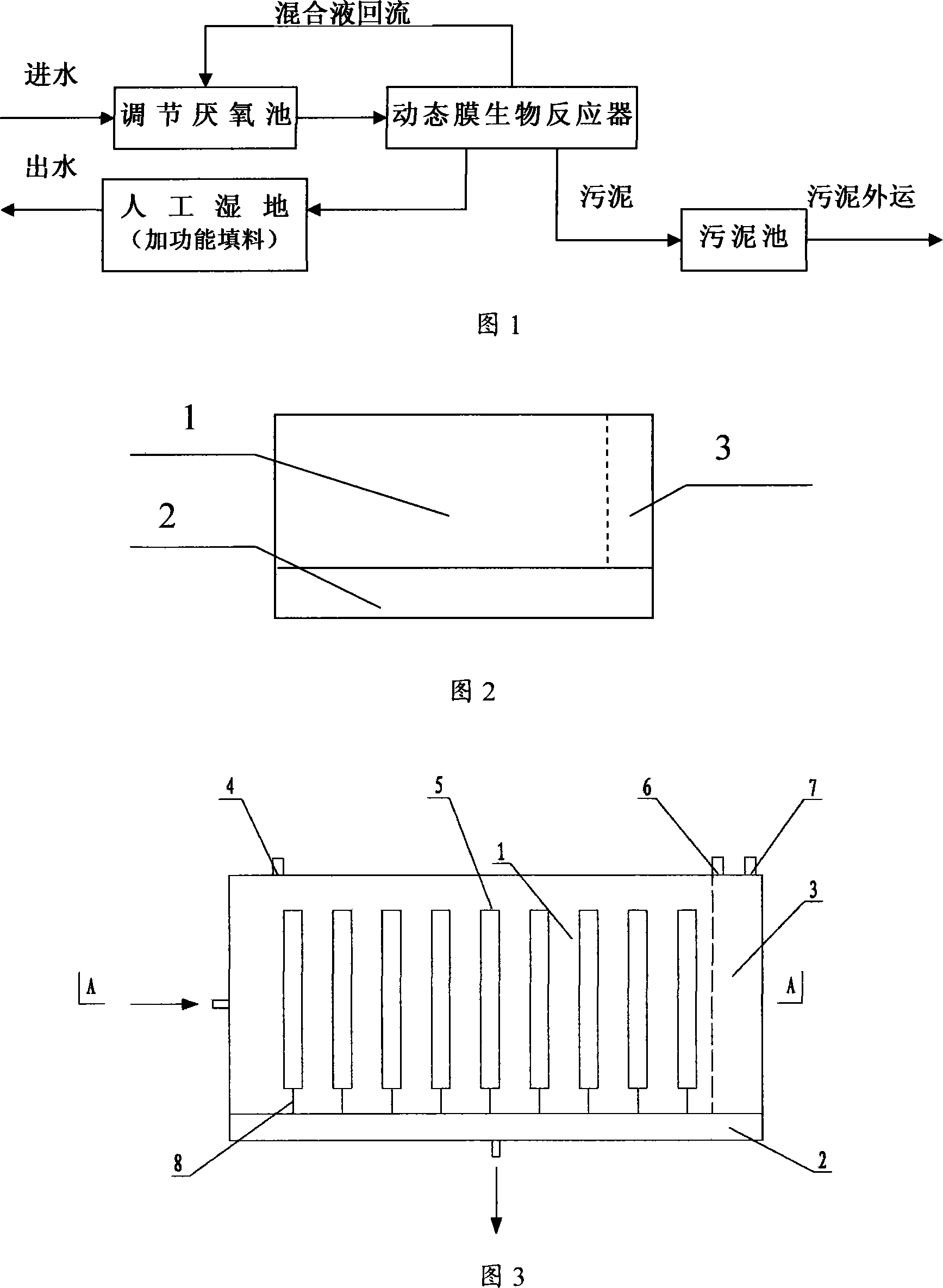 High road service area sewage water treating process and dynamic membrane bioreactor