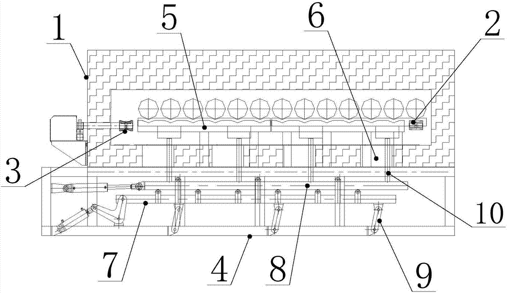 Full-automatic multi-long-aluminum-rod translation type heating production line