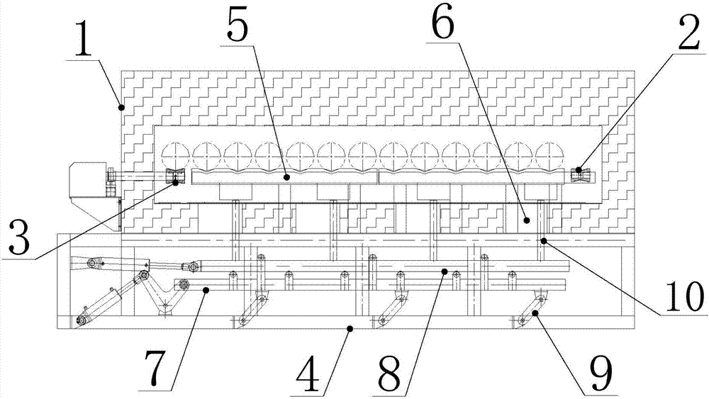 Full-automatic multi-long-aluminum-rod translation type heating production line