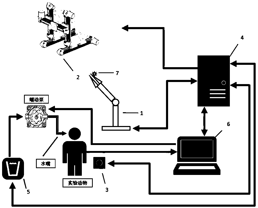 Automated training assisting device for training non-human primate animal to control mechanical arm to conduct stretching and grabbing