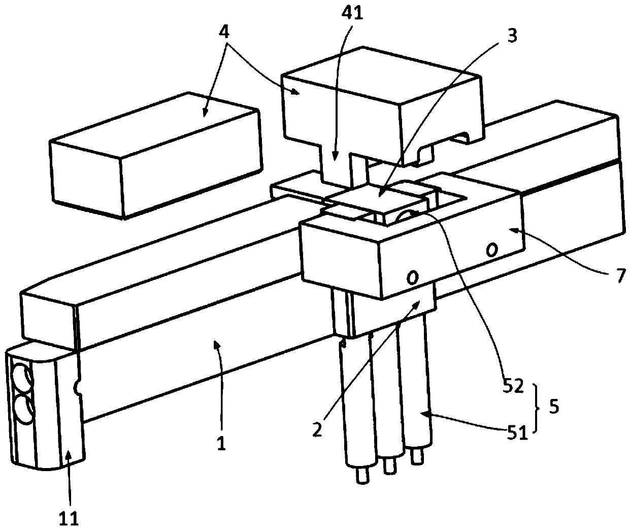 Mechanism for quickly retracting and downwardly moving die