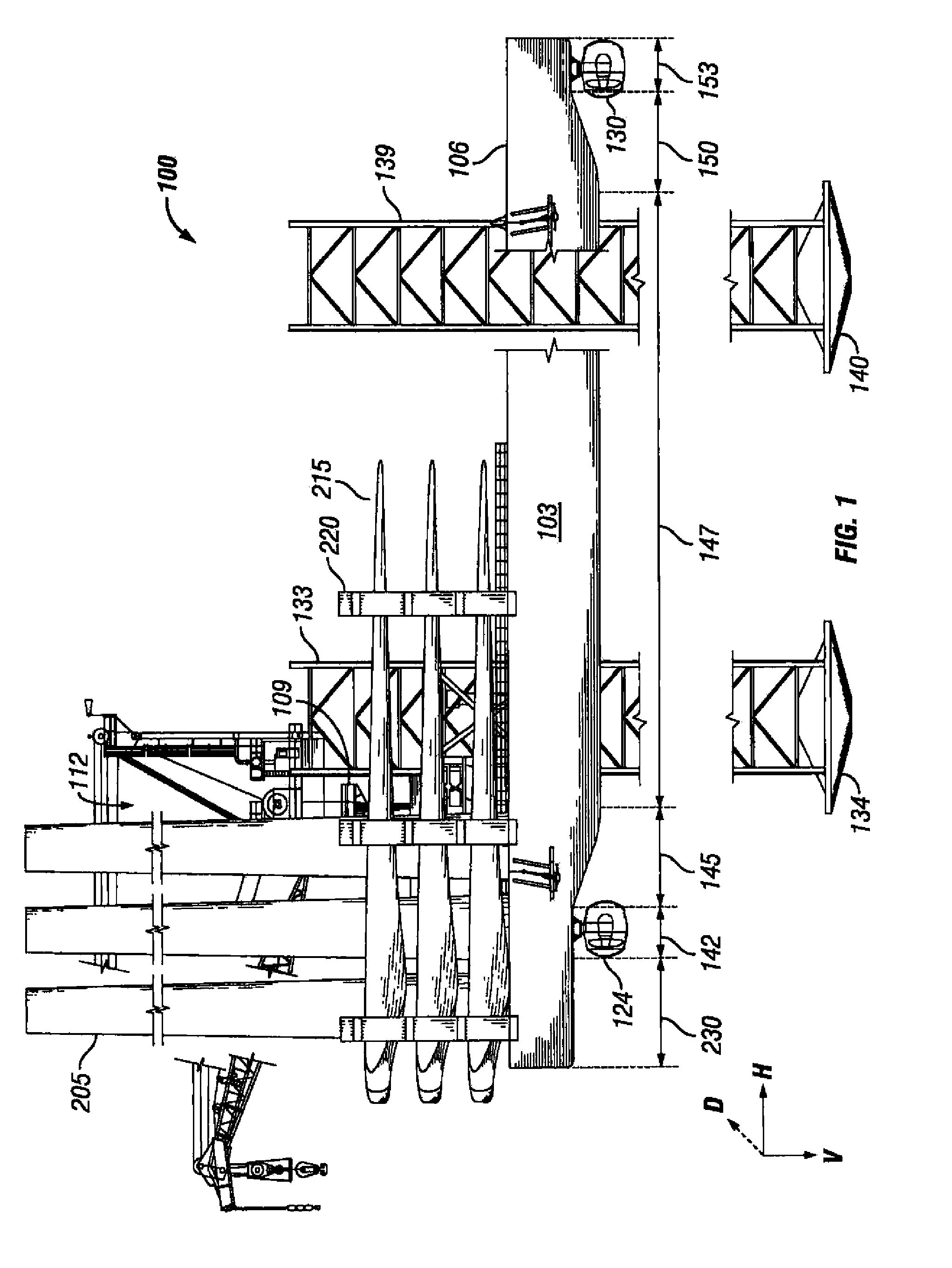 Vessel for transporting wind turbines and methods thereof