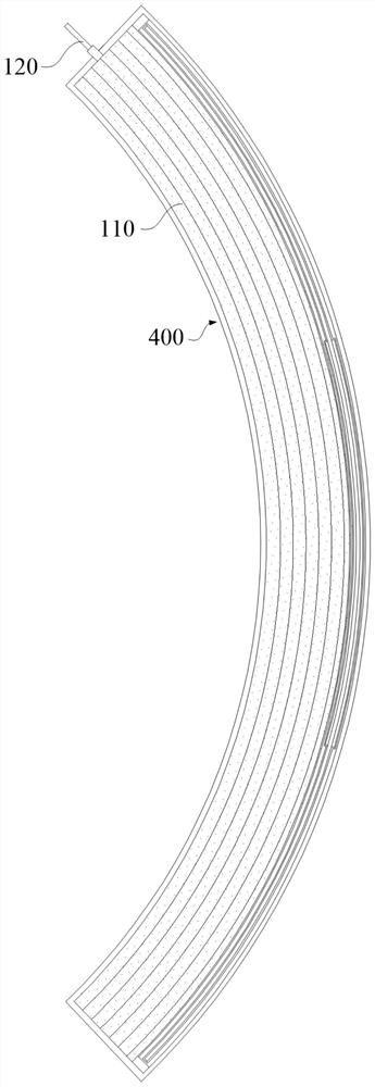 Arc-shaped battery shaping structure and arc-shaped soft package battery