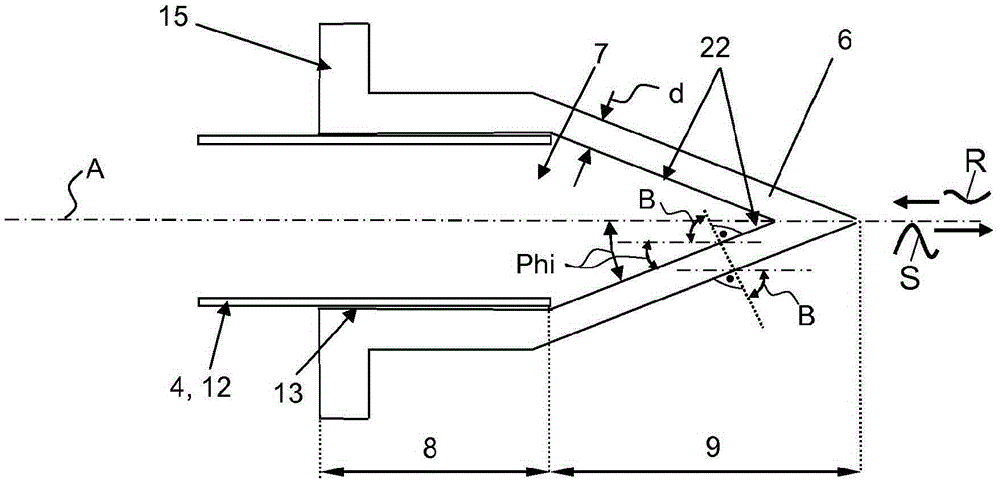 Fill level measuring device for determining and monitoring the fill level of a medium in the process space of a container by microwave transit time measurement