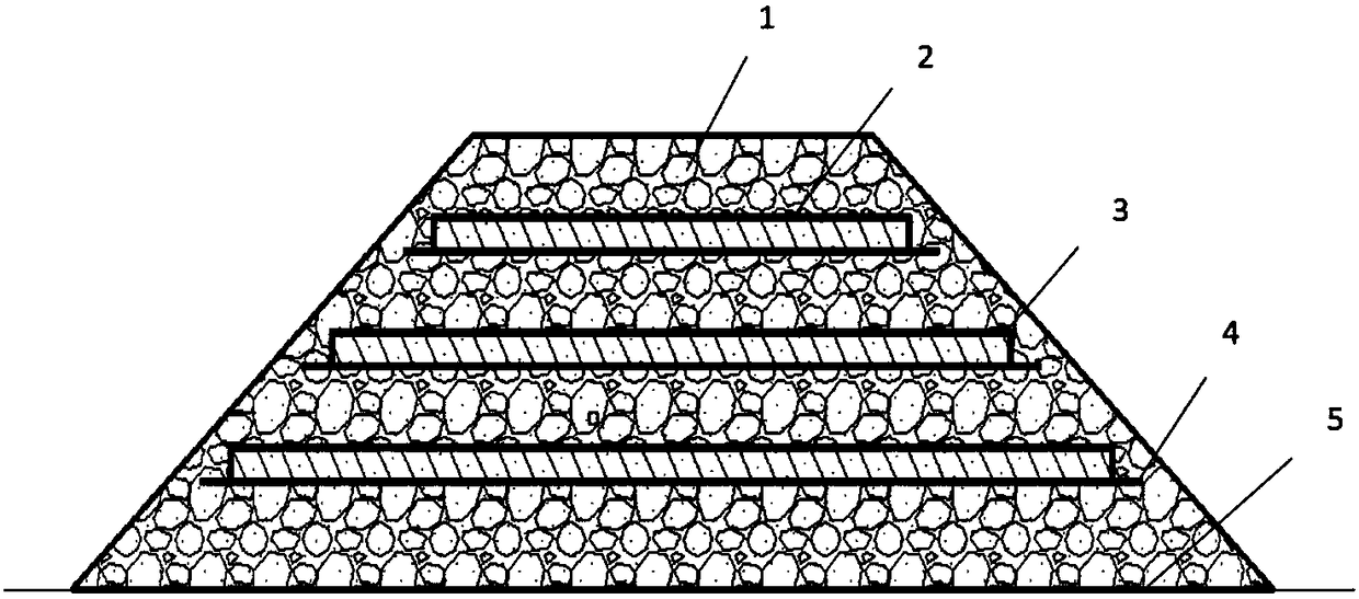 Doped construction waste integrated reinforced rib damping roadbed and construction technical method thereof