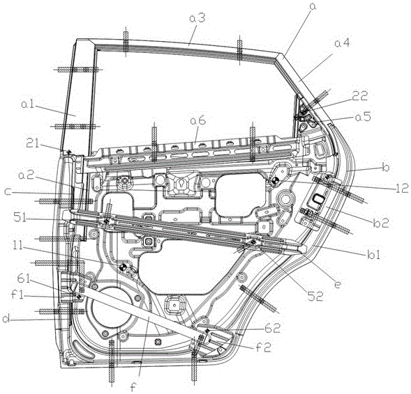 Production process for left-rear side inner car door panel assembly