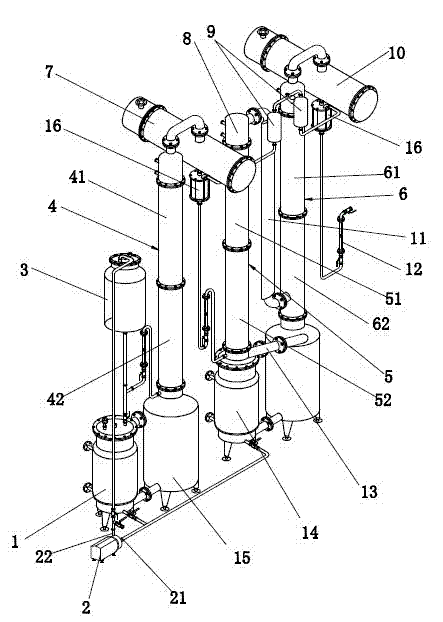 Tandem multistage continuous rectification solvent recoverer