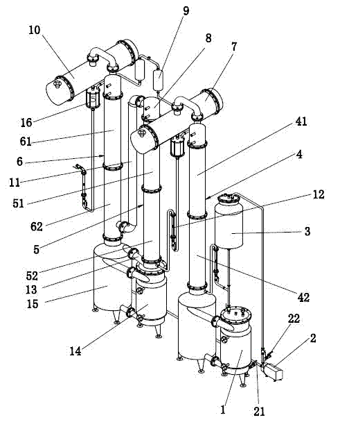 Tandem multistage continuous rectification solvent recoverer