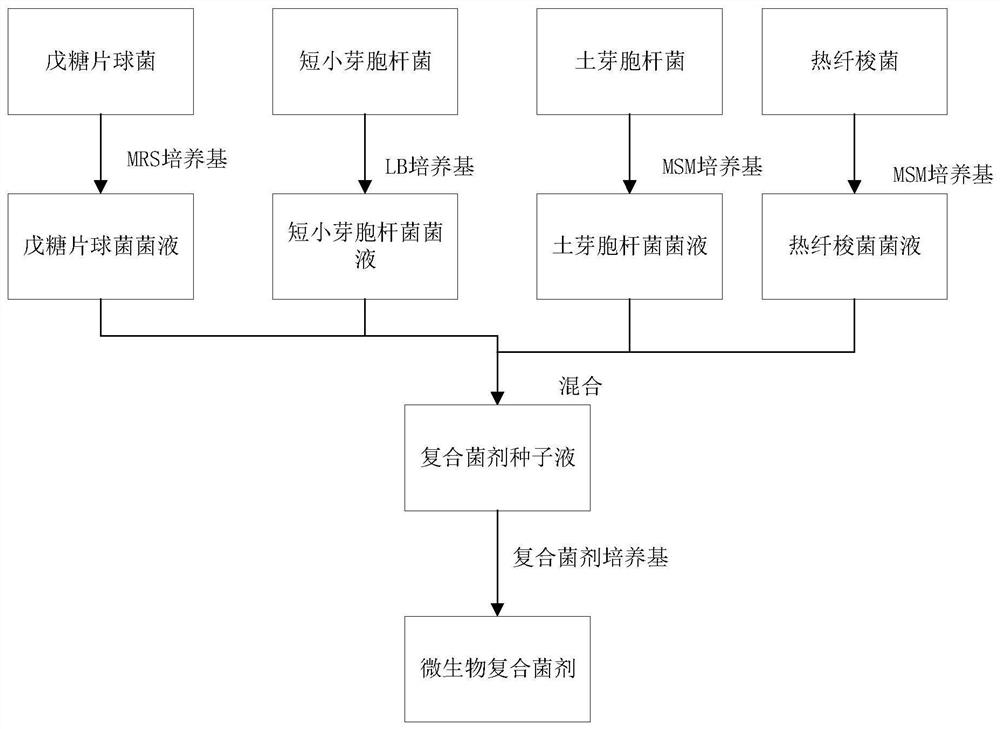 A kind of high-temperature microbial composite bacterial agent for ramie biological degumming pretreatment and preparation method thereof