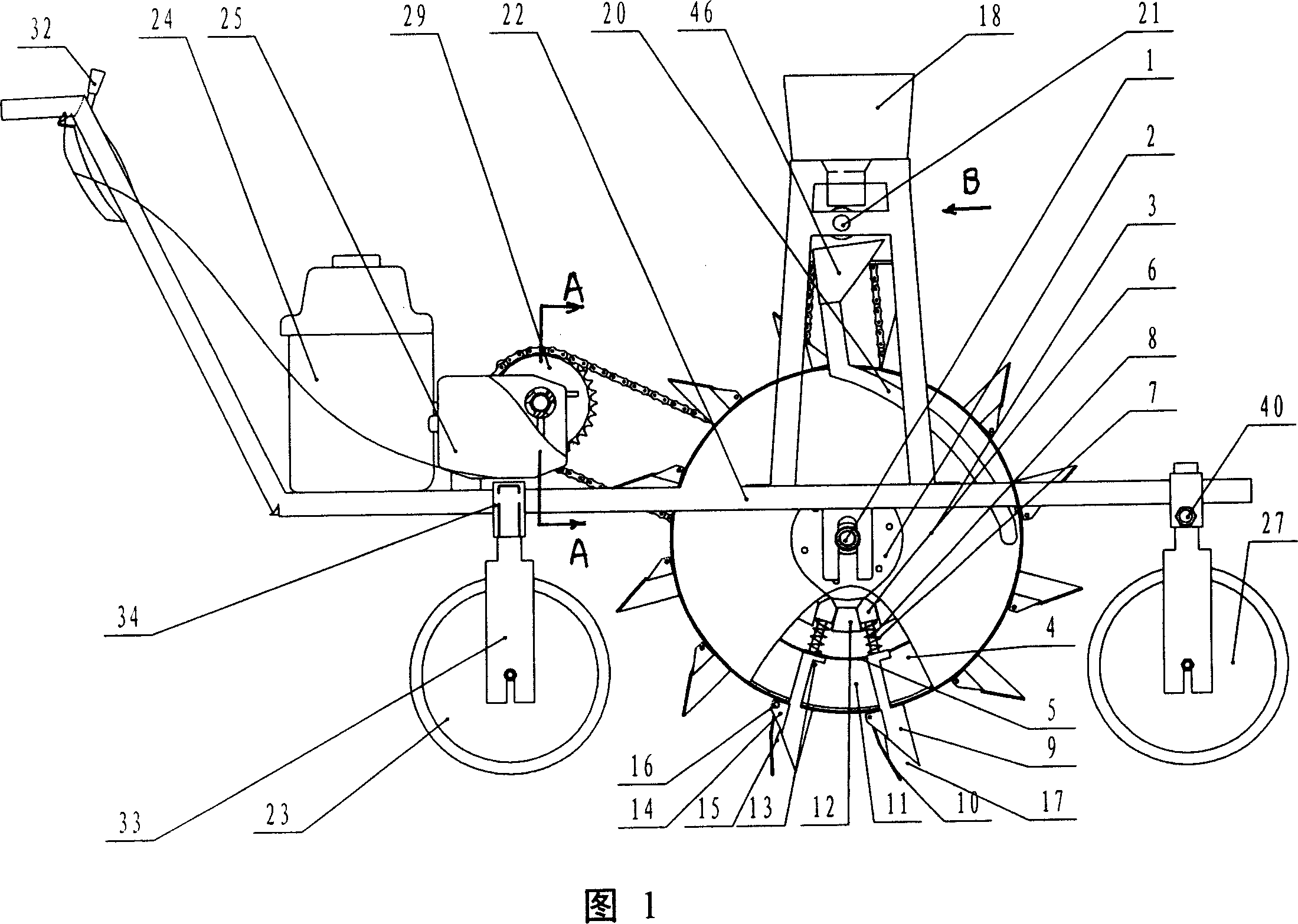 Pneumatic boosted seed,fentilizer hole sowing machine