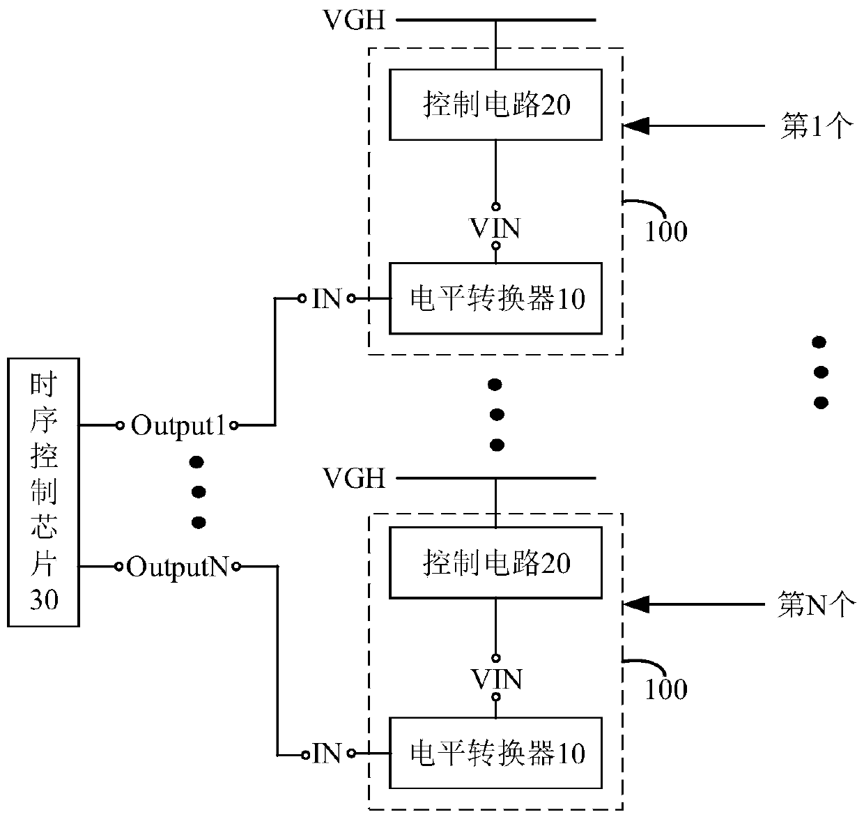 Level conversion device of display panel, control method thereof and display panel