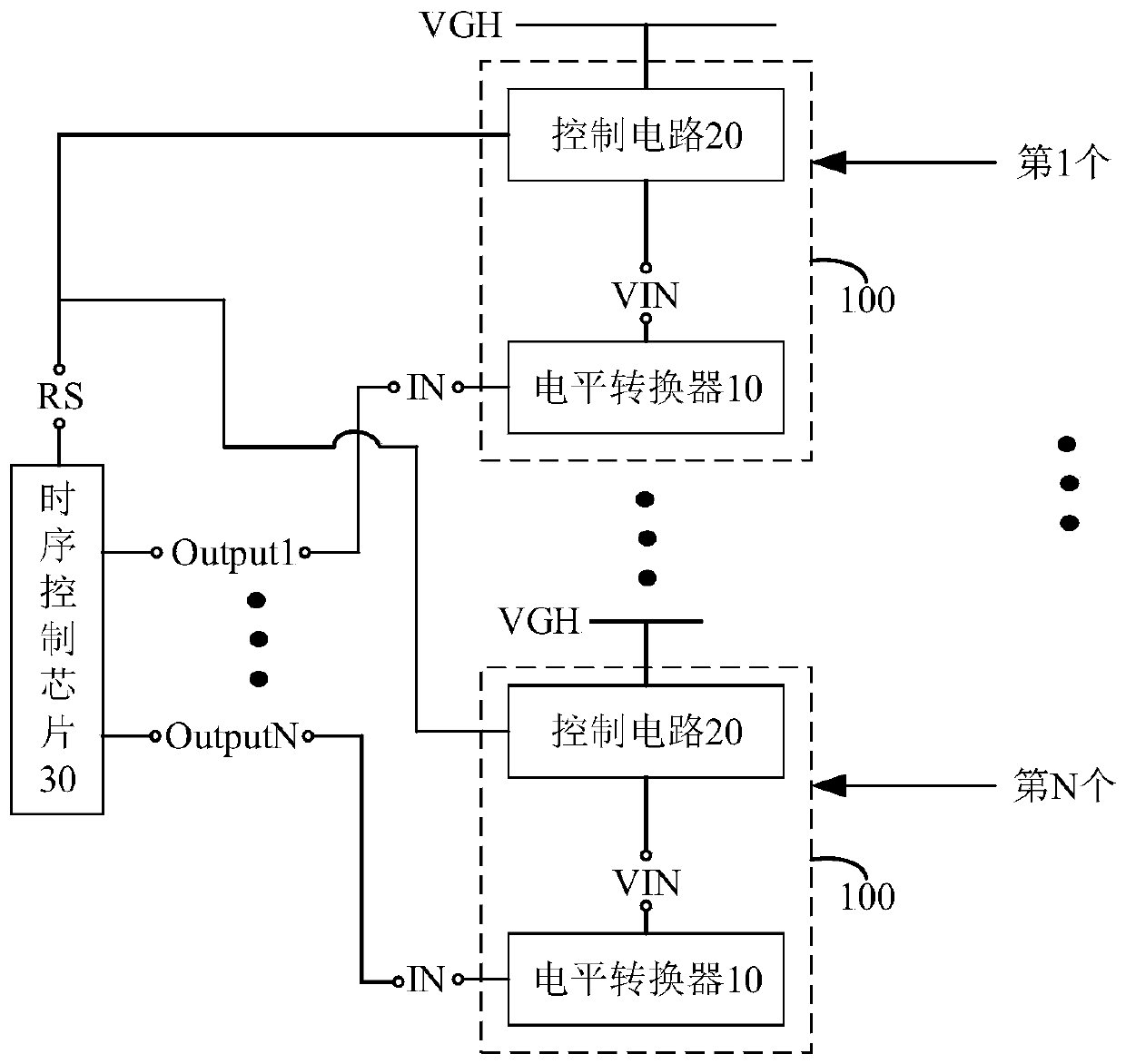 Level conversion device of display panel, control method thereof and display panel