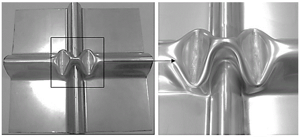 Composite bending forming process of non-equal-height cross ribs