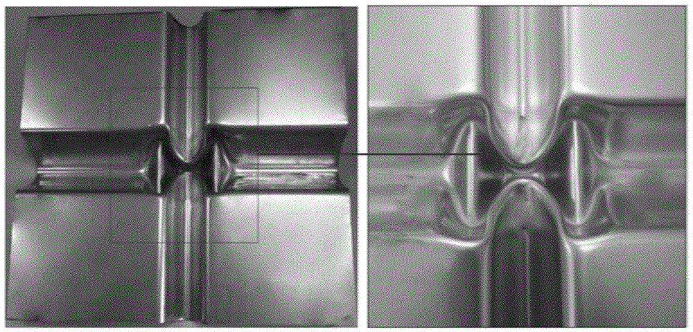 Composite bending forming process of non-equal-height cross ribs