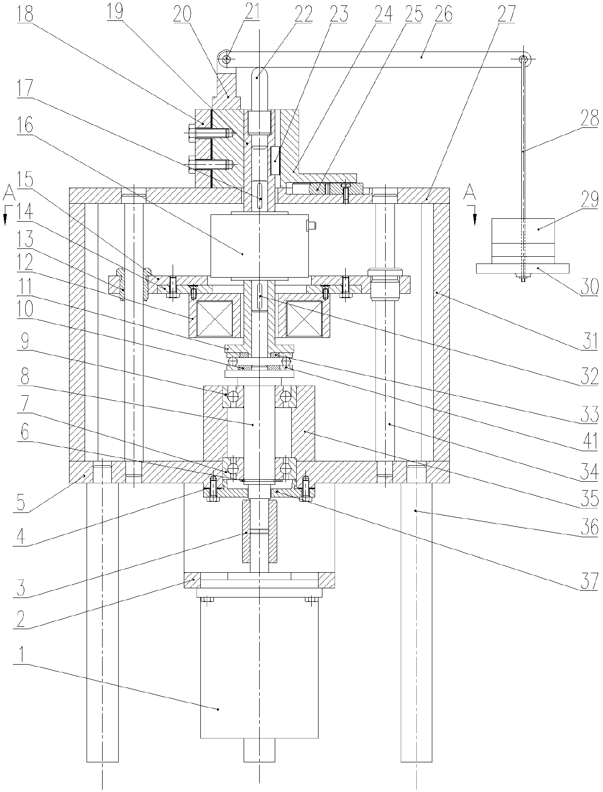 A friction torque testing machine for aerospace bearings under simulated weightlessness