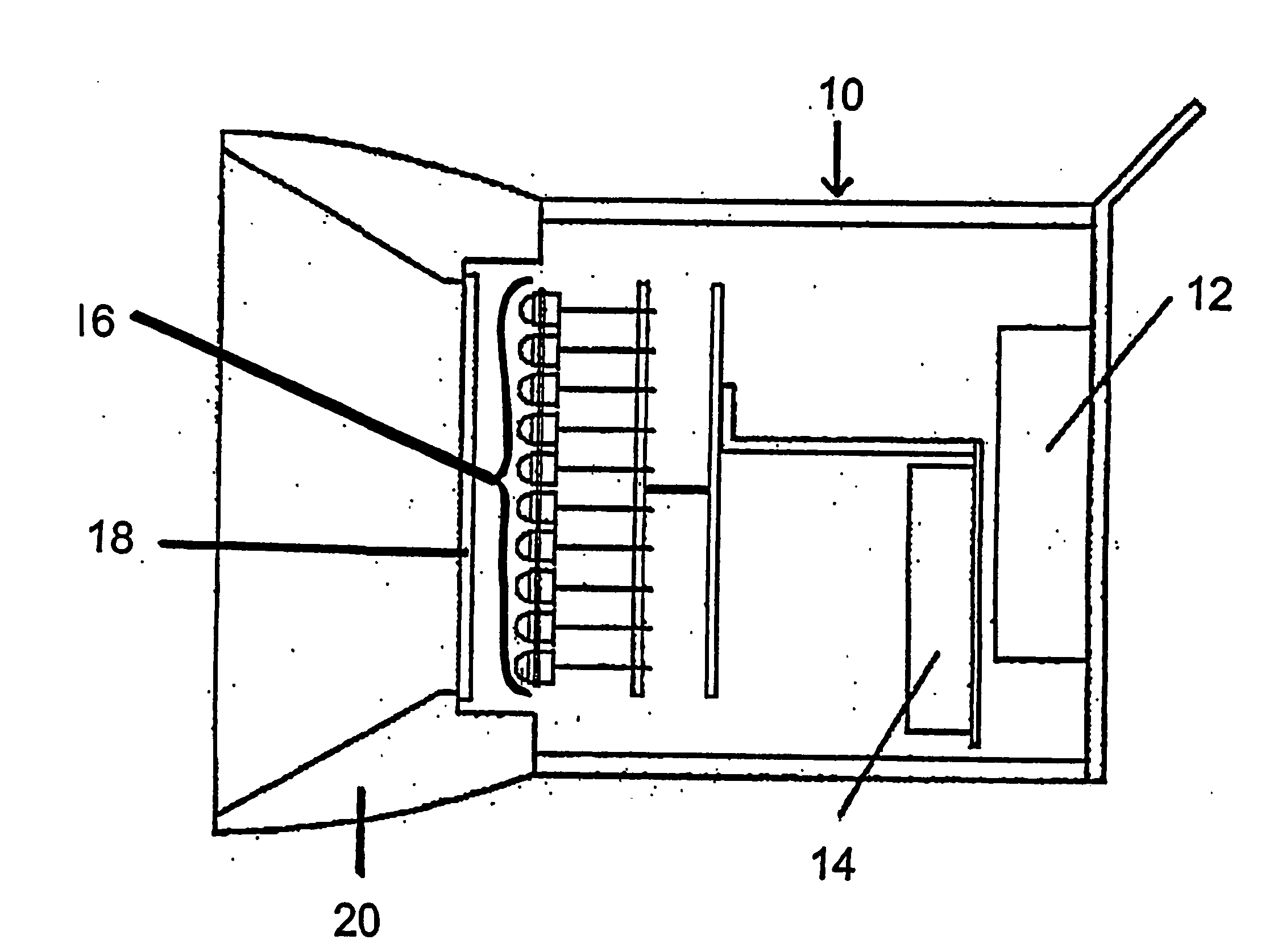 Manual lamp, especially for magnetic crack testing